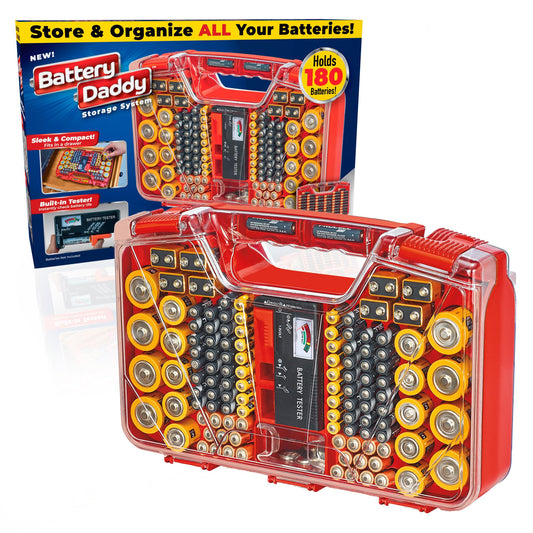 Ontel Battery Daddy 180 Battery Organizer and Storage Case with Tester, 1 Count, As Seen on TV - Available at All In One Marketplace Canada