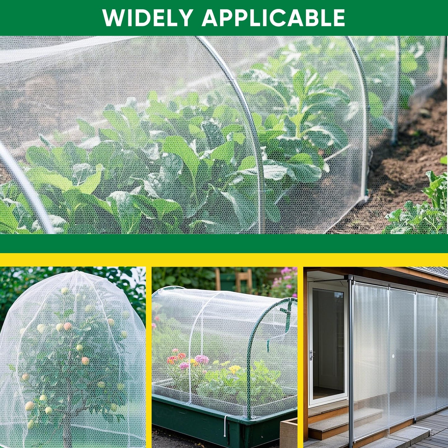 Ultra Fine Insect Mesh Garden Netting 3M x 15M, Extra Large Insect & Bird Barrier Netting, Crop Protection Plants Netting for Vegetables, Fruit Trees, Greenhouse, Customizable Plant Cover Protection - Available at All In One Marketplace Canada