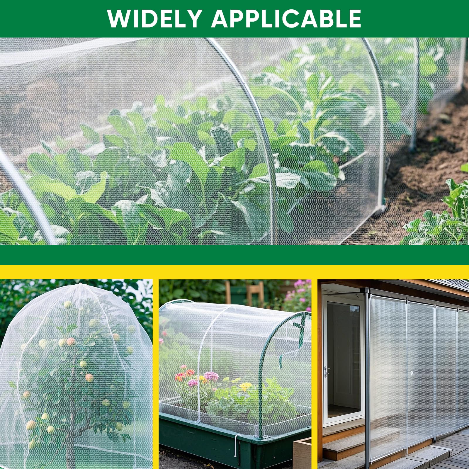 Ultra Fine Insect Mesh Garden Netting 3M x 15M, Extra Large Insect & Bird Barrier Netting, Crop Protection Plants Netting for Vegetables, Fruit Trees, Greenhouse, Customizable Plant Cover Protection - Available at All In One Marketplace Canada