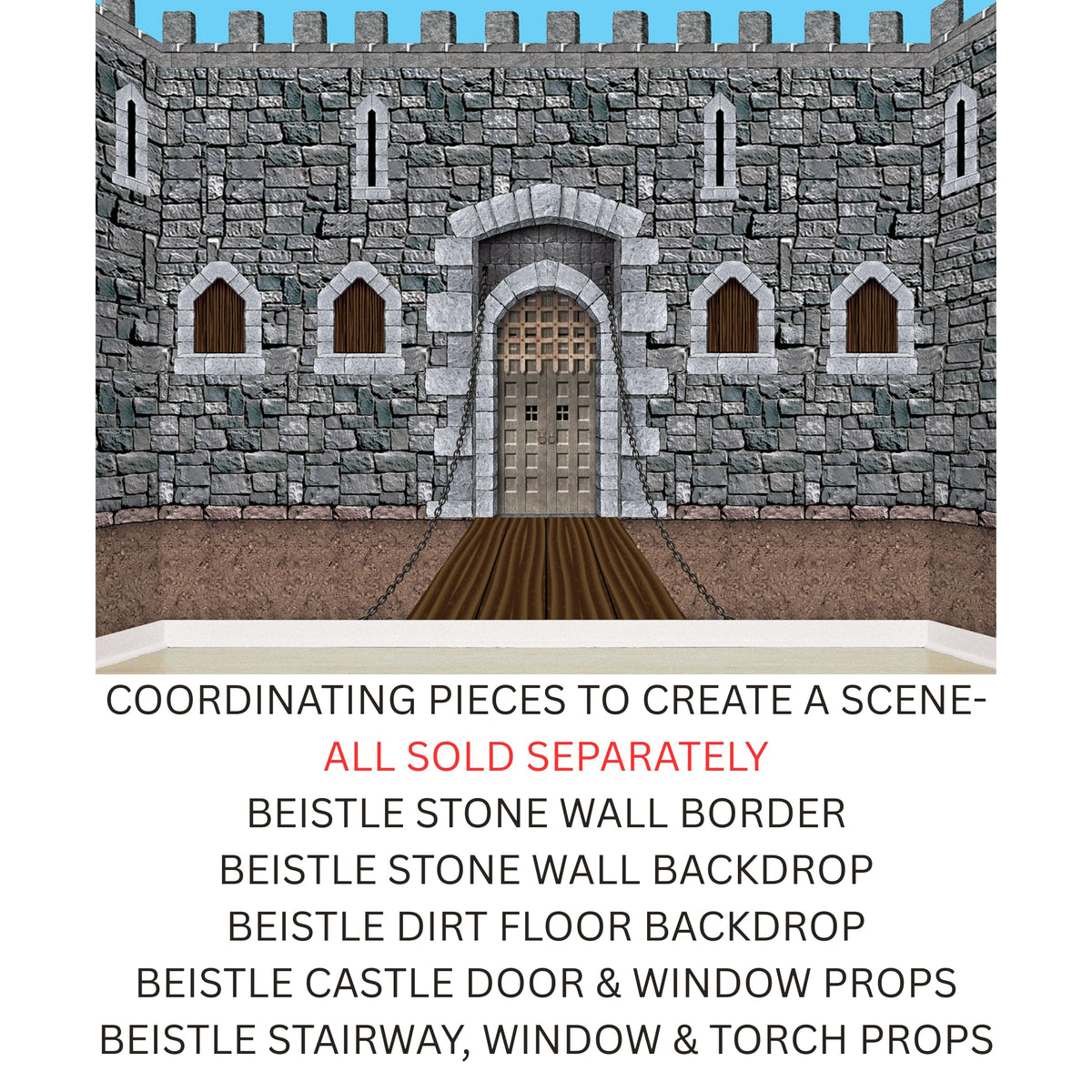 Beistle Stone Wall Backdrop 3-Count – Extra Large 4' x 30' Plastic Medieval Wall Decorations for Halloween Parties, Castle-Themed Events, Haunted Houses, Fantasy Photo Backgrounds