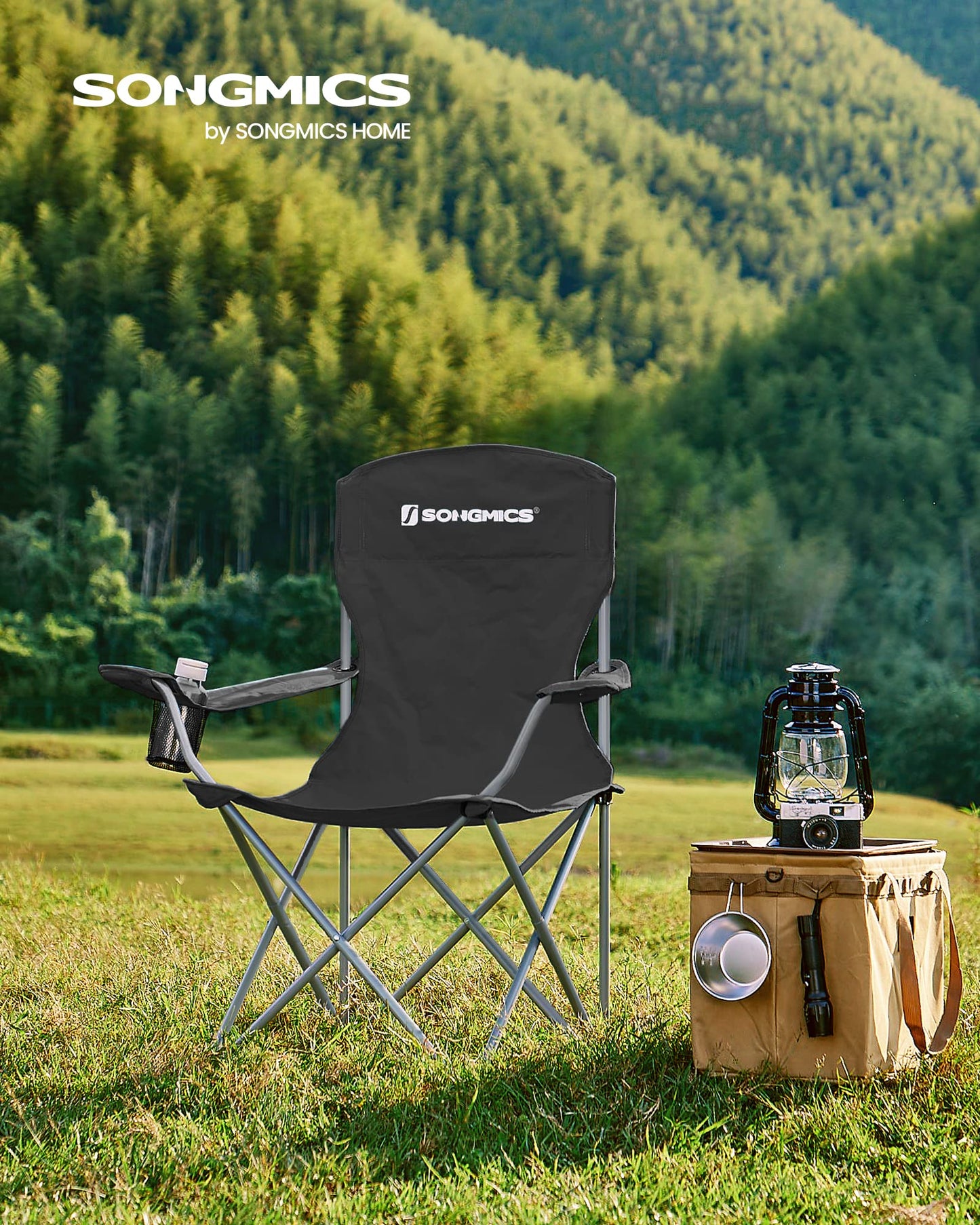 SONGMICS Set of 2 Folding Camping Chairs, Max. Load Capacity 330 lb SONGMICS