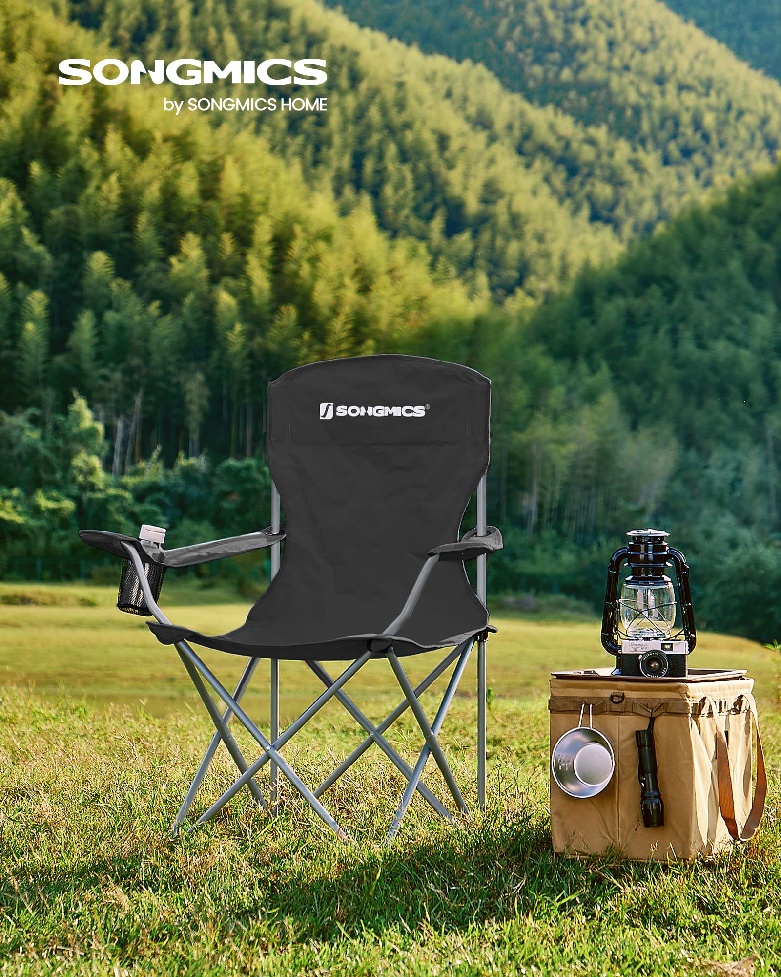 SONGMICS Set of 2 Folding Camping Chairs, Max. Load Capacity 330 lb SONGMICS