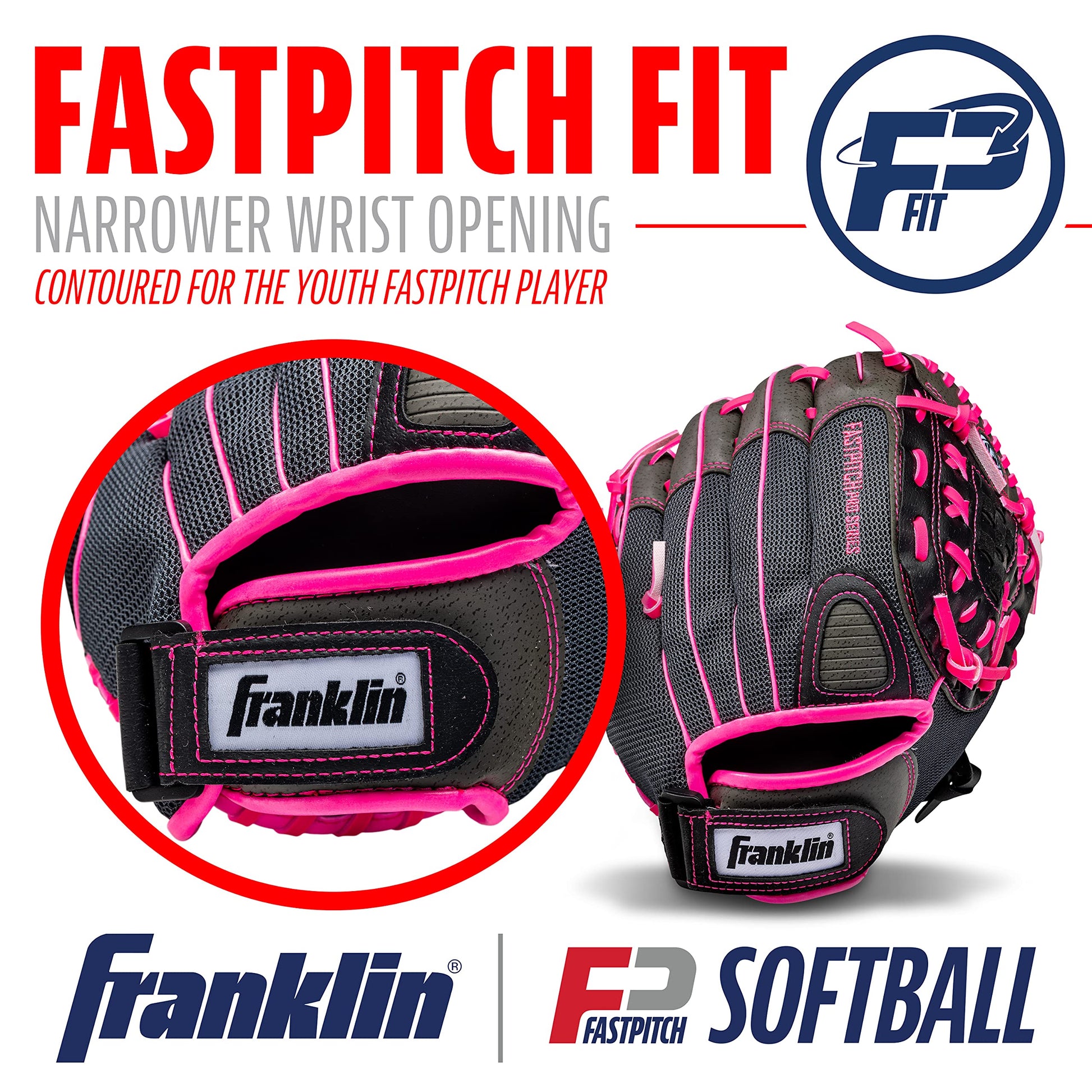 Franklin Sports Softball Glove - Left and Right Handed Softball Fielding Glove - Windmill Fastpitch Pro Series - Adult and Youth Fielding Glove - 12 Inch Right Hand Throw - Pink Franklin Sports