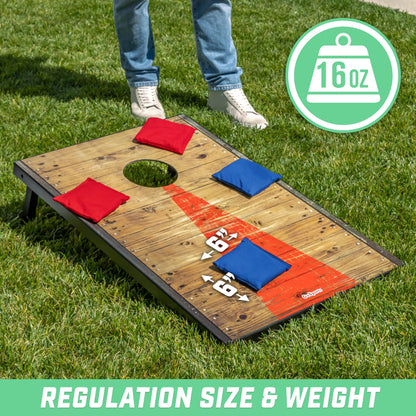 GoSports Official Regulation Cornhole Bean Bags Set of 8 – for Competitive Cornhole Games - All Weather - Red and Blue