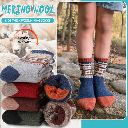 Kids Merino Wool Hiking Socks Boys Toddlers Thermal Winter Thick Warm Crew Cushion Socks Gift Stocking Stuffers for Kids 6 Pairs 4 5 6 7 8 9 10 11 12 Years(Vintage,1-3 Y) 🍁 All In One Marketplace Canada