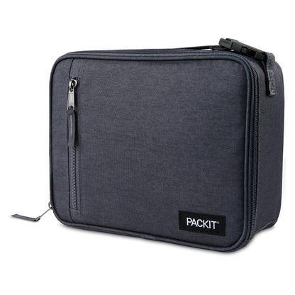 PackIt Freezable Classic Lunch Box, City Charcoal, Built with EcoFreeze® Technology, Collapsible, Reusable, Zip Closure with Front Pocket and Buckle Handle, for Work Lunch