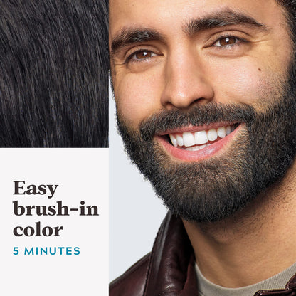 Just For Men Mustache & Beard, Beard Dye for Men with Brush Included for Easy Application, With Biotin Aloe and Coconut Oil for Healthy Facial Hair, Real Black, M-55 (3 Count)