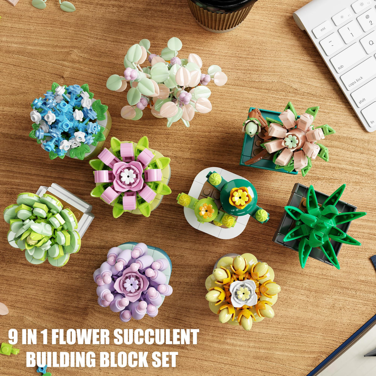 TYCOLE Tiny Flowers Succulents Artificial Plant Set-Creative Botanical Building Block 9 in 1 Toy, Botanical Collection for Office&Home Decor,Christmas Birthday Gift for Adults and Kids 8-12(832 PCS) 🍁 All In One Marketplace Canada