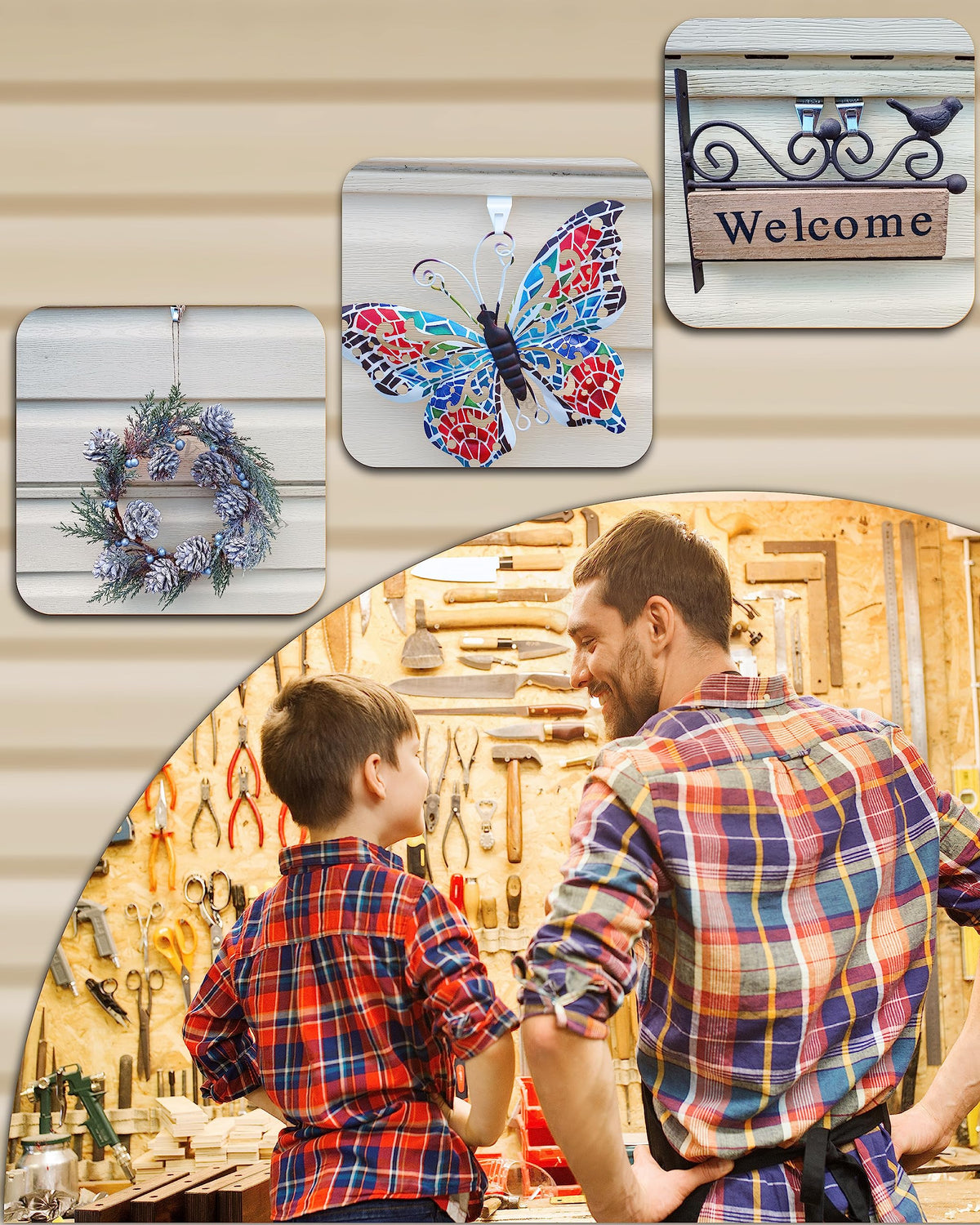 Vinyl Siding Hooks Hanger (White 10 Pack) | Vinyl Siding Hooks for Hanging Outdoor Deck Decor, No Drill Vinyl Siding Clips for Hanging Outside Home or Holiday Decor 🍁 All In One Marketplace Canada