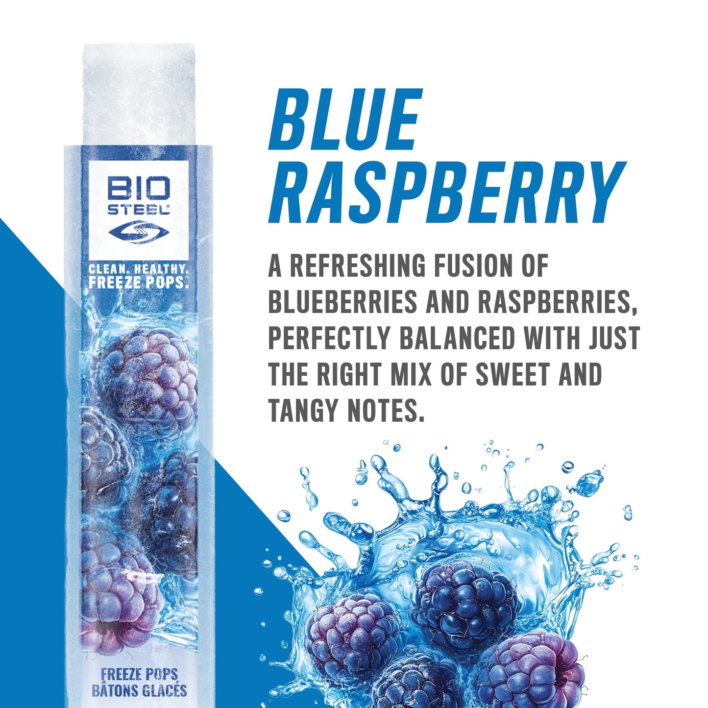 BioSteel Electrolyte Freeze Pops, 27 Count – Zero Sugar Sports Hydration, 5 Essential Electrolytes, No Artificial Colours or Sweeteners, Caffeine-Free | Blue Raspberry, Rainbow Twist & White Freeze