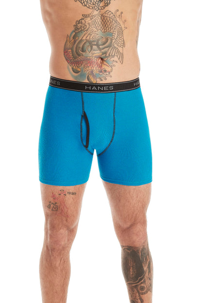 Hanes Men's 4 Pack FreshIQ Ringer Boxer Brief, Assorted, Medium