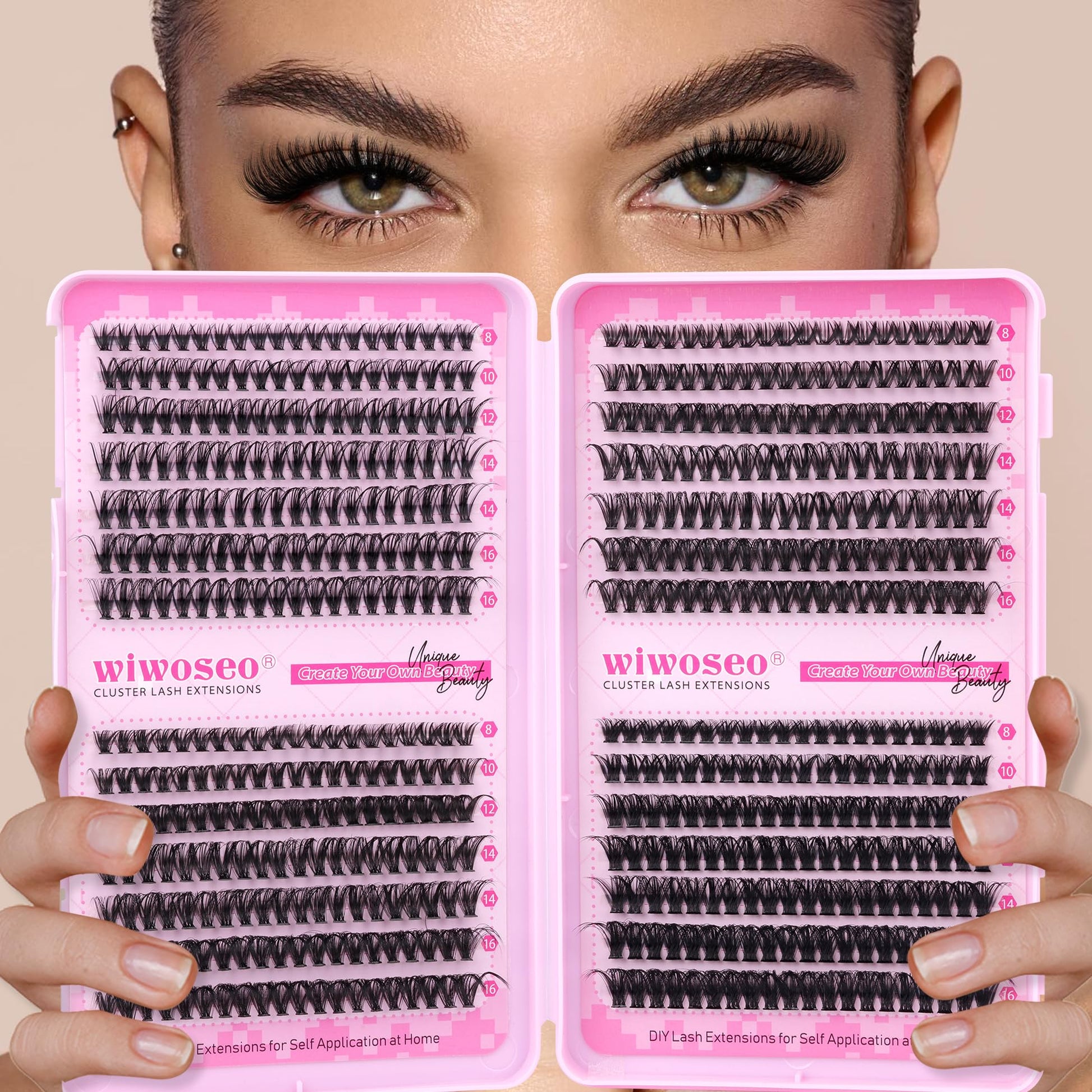 wiwoseo Cluster Eyelash Extensions 560pcs Lash Clusters Wipsy Cluster Lashes D Curl Eyelashes Clusters Individual Lashes DIY Lash Extensions Cluster Eyelash Natural Look Eyelashes (8-16MM) - Available at All In One Marketplace Canada