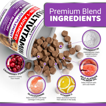 Dog Multivitamin Chewable with Glucosamine - 170 Chews - Dog Vitamins and Supplements 23 in 1 - Senior & Puppy Multivitamin for Dogs - Hip & Joint Support - Immune Health, Skin, Digestion