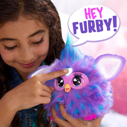 Furby Purple, 15 Fashion Accessories, Interactive Plush Toys for 6 Year Old Girls & Boys & Up, Voice Activated Animatronic (English Version)