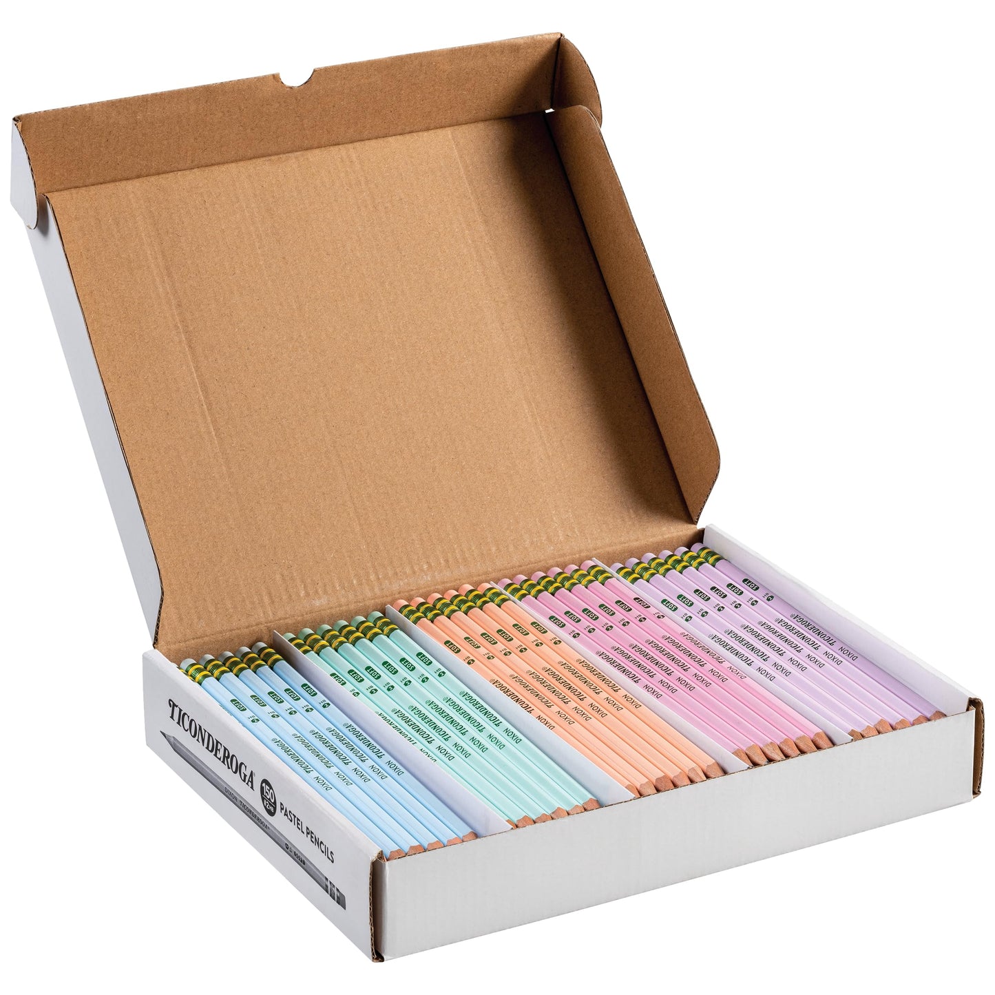 Ticonderoga Wood-Cased Pencils Master Pack, Pre-Sharpened, #2 HB Soft, Pastel Colors, 150 Count Ticonderoga
