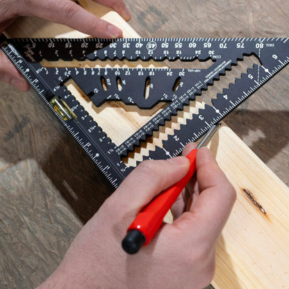 Johnson Level & Tool 1904-0700V 7-1/4" Johnny Square® MACH-1™ Smart Mark™ Rafter Square with Level Vial, Black