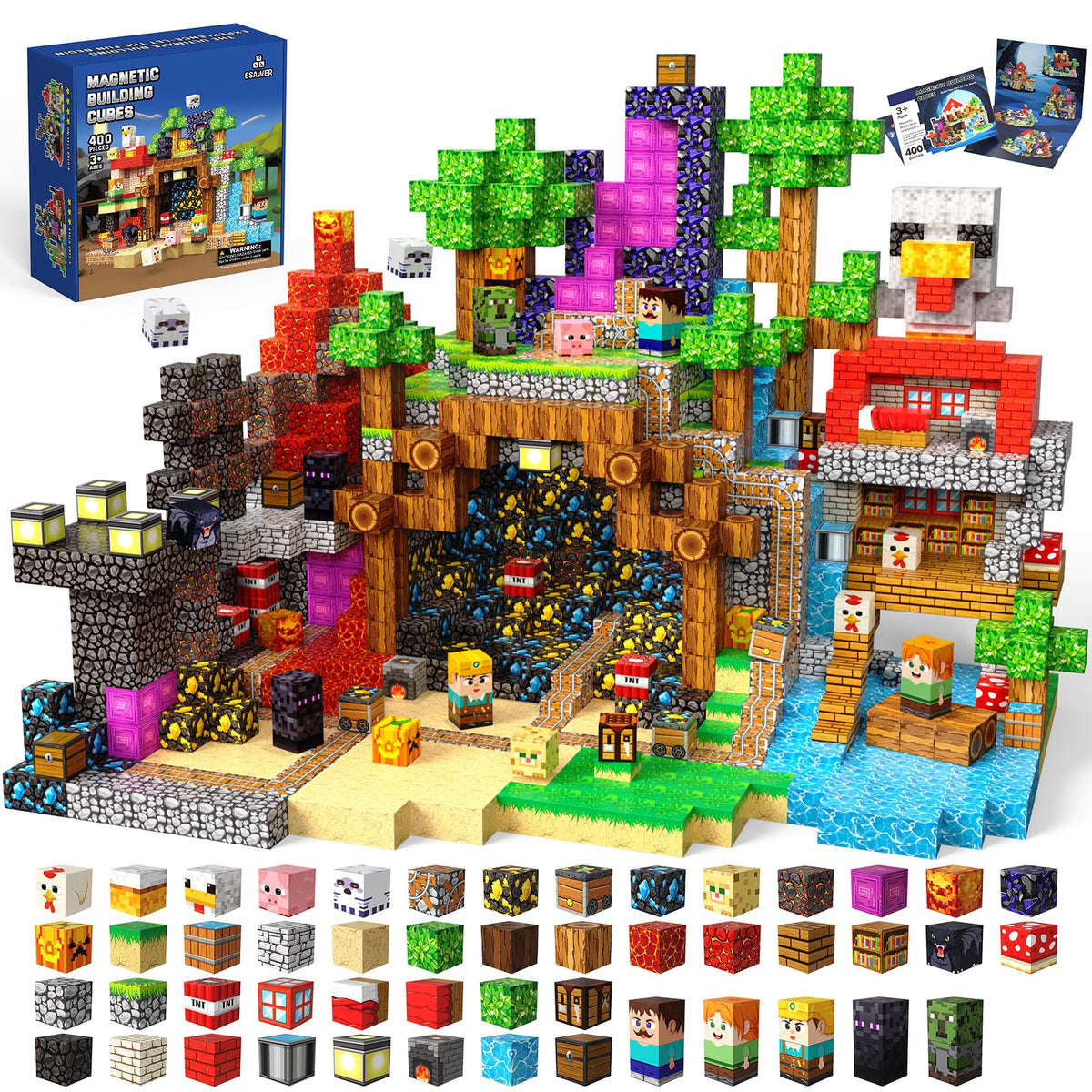 SSAWER Magnetic Blocks, 400PCS Toys Building Blocks Cubes Gifts for Kids 🍁 All In One Marketplace Canada