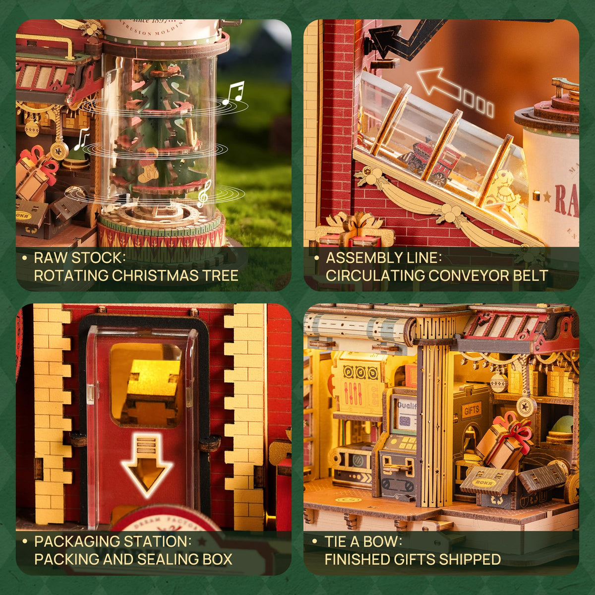 ROKR 3D Puzzle for Adults Christmas Style Dream Gift Factory Wooden Model Kit Luminous Factory DIY Dollhouse Kit Building with Music, Lights and 5 Elves for Teens 14+ 🍁 All In One Marketplace Canada