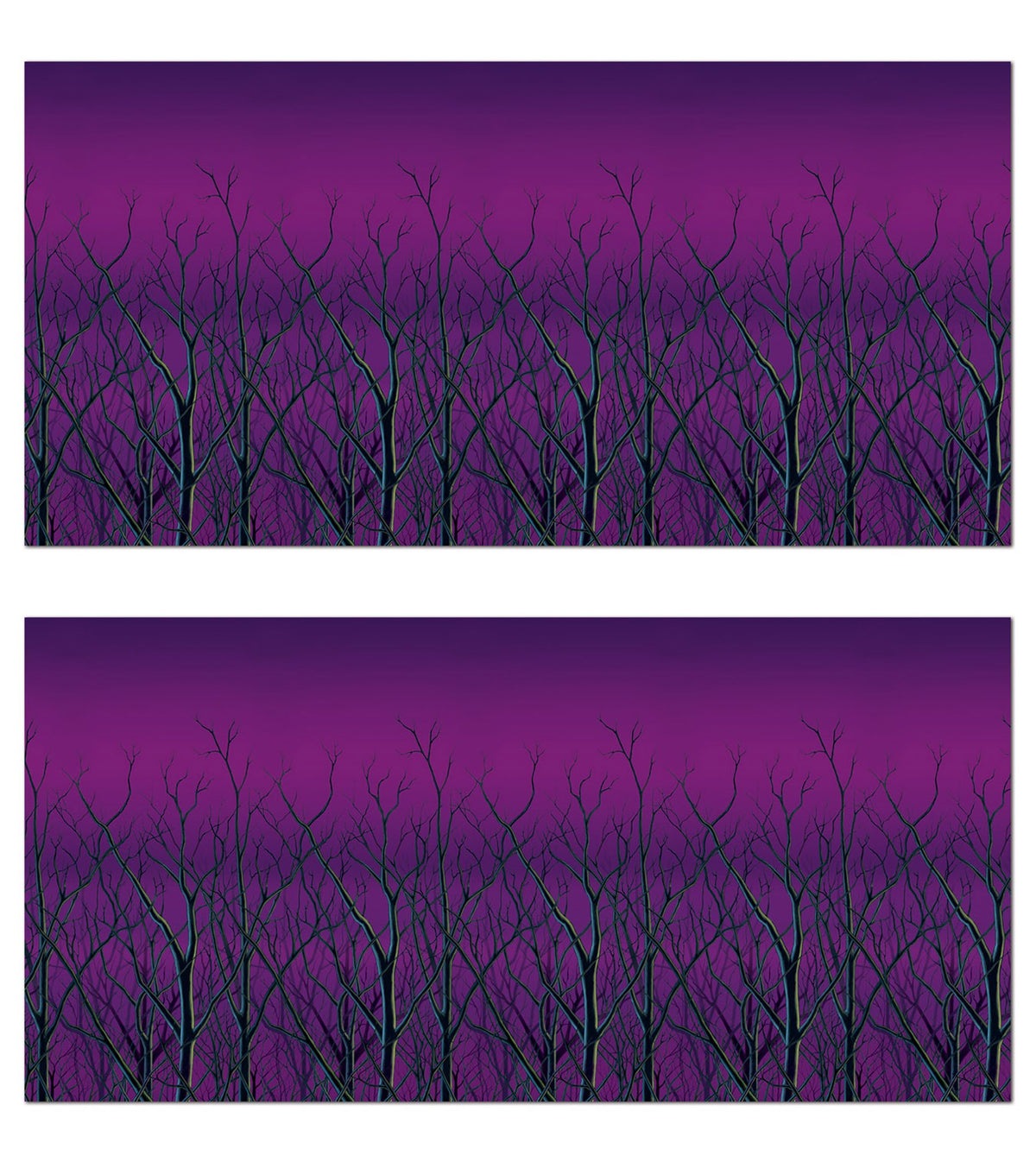 Beistle Spooky Forest Treetops Wall Backdrops, 4' x 30', 2 Pack - Purple Halloween Decoration, Photo Backdrop, Easy to Adhere Wall Covering
