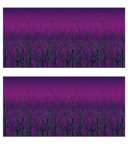Beistle Spooky Forest Treetops Wall Backdrops, 4' x 30', 2 Pack - Purple Halloween Decoration, Photo Backdrop, Easy to Adhere Wall Covering