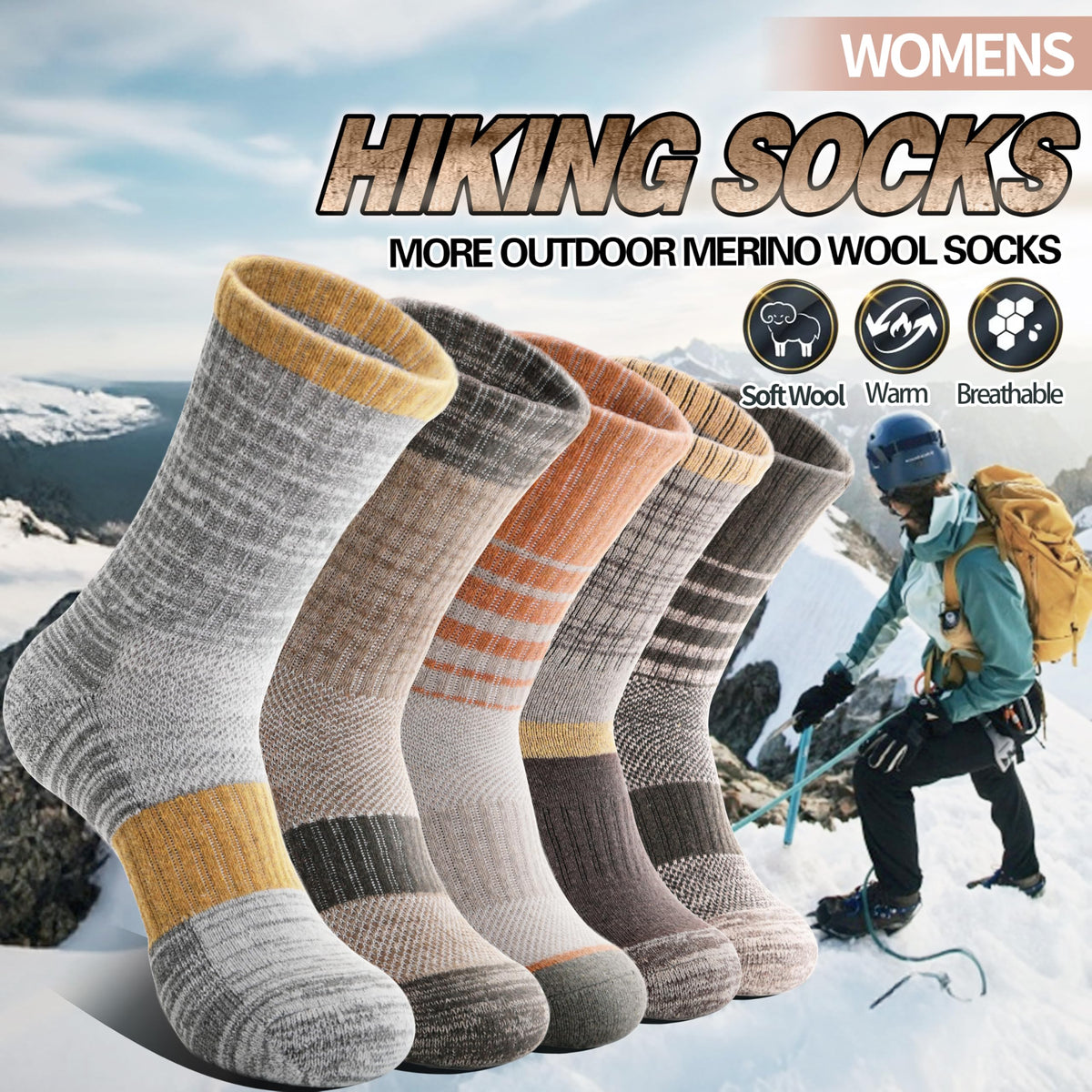 Anlisim Merino Wool Hiking Running Socks for Women, Boot Work Crew Socks 🍁 All In One Marketplace Canada