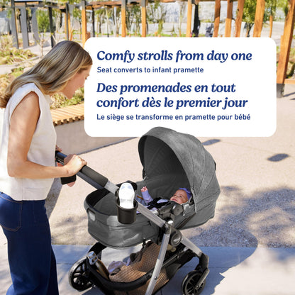 Graco Modes Pramette Travel System, 3-in-1 Baby Stroller and Car Seat Combo with SnugRide SnugLock 35 Infant Car Seat, Rear-Facing from 1.8-16 kg (4-35 lb), Britton