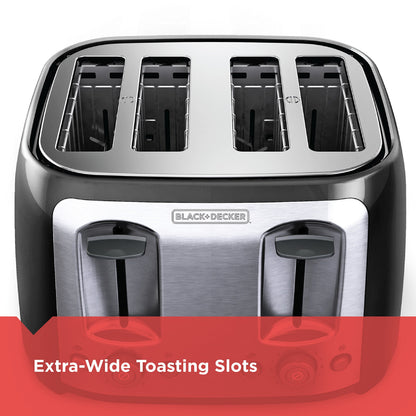 BLACK+DECKER Toaster, 4 Slice, Extra Wide Slots for Bagels and Artisan Breads, Black, TR1478BD 🍁 All In One Marketplace Canada