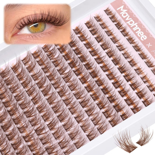 Brown Lash Clusters Natural Lash Extensions Wispy Eyelash Clusters 154 Pcs C Curl Lashes Clusters for Everyday Wear Beginner Friendly Dark Brown Cluster Eyelash Extensions by Mavphnnee - Available at All In One Marketplace Canada
