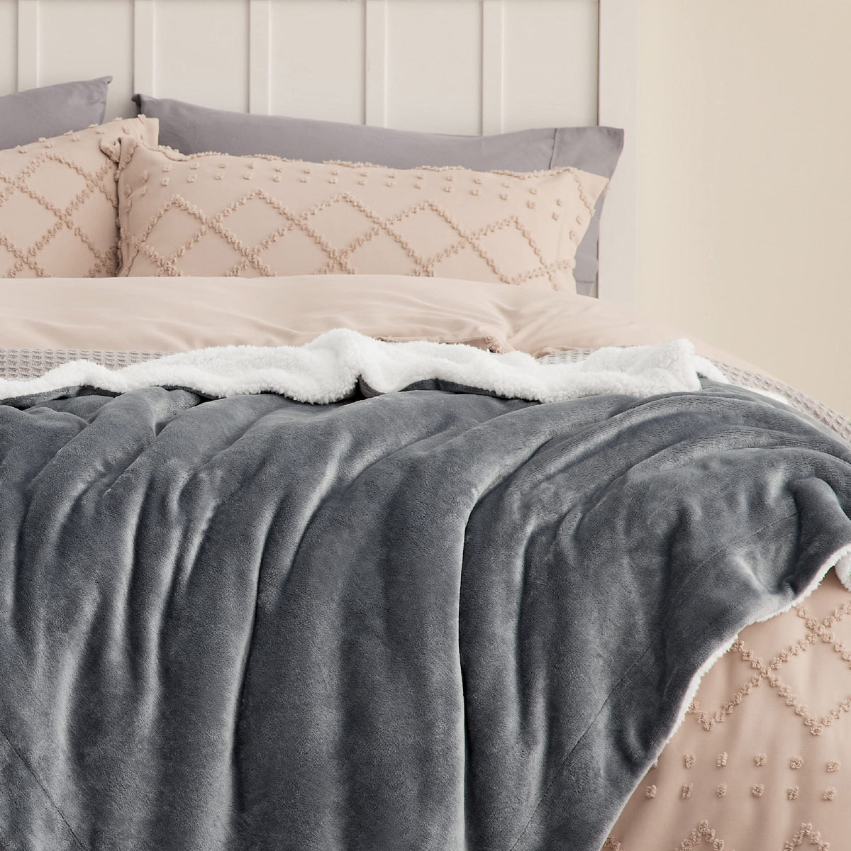Bedsure Reversible Twin Sherpa Blanket for Bed, Grey, 60x80 Inch 🍁 All In One Marketplace Canada