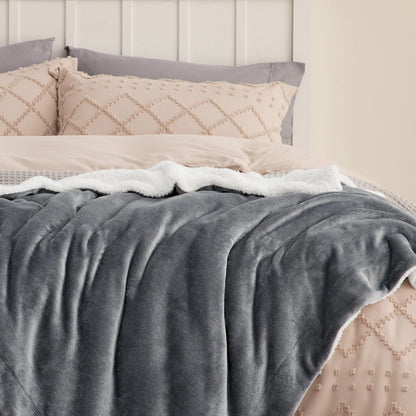 Bedsure Reversible Twin Sherpa Blanket for Bed, Grey, 60x80 Inch 🍁 All In One Marketplace Canada