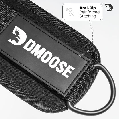 DMoose Ankle Straps for Cable Machines for Kickbacks, Glute Workouts, Leg Extensions, Curls, and Hip Abductors for Men and Women, Adjustable Ankle Strap with Double D-Rings and Neoprene Support