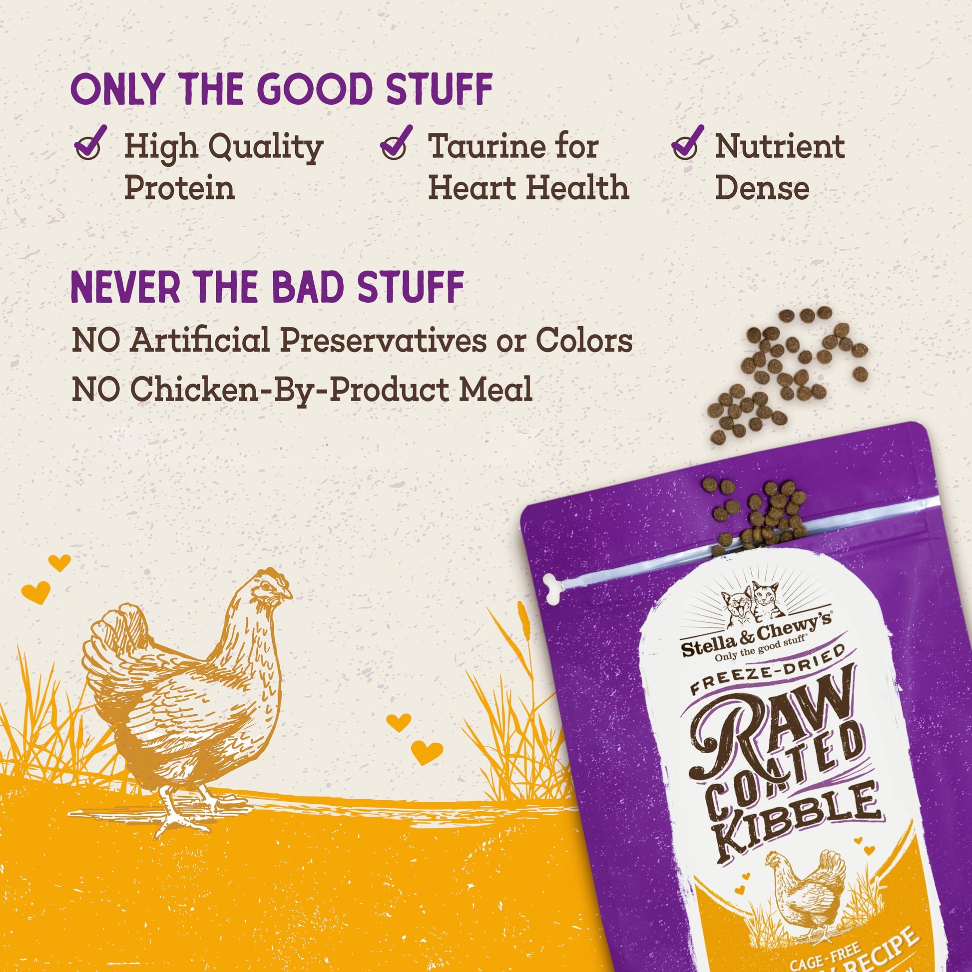 Stella & Chewy’s Raw Coated Premium Kibble Cat Food – Grain Free, Protein Rich Meals – Cage-Free Chicken Recipe – 1.13 kilograms Stella & Chewy's