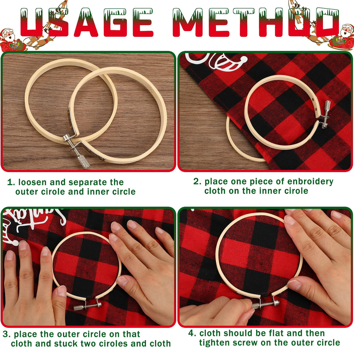FEBSNOW 12 Pieces 3 Inch Embroidery Hoops Adjustable Bamboo Circle Cross Stitch Hoop Ring Bulk Wooden Round Embroidery Hoop for Art Craft Handy Sewing and Christmas Decoration 🍁 All In One Marketplace Canada