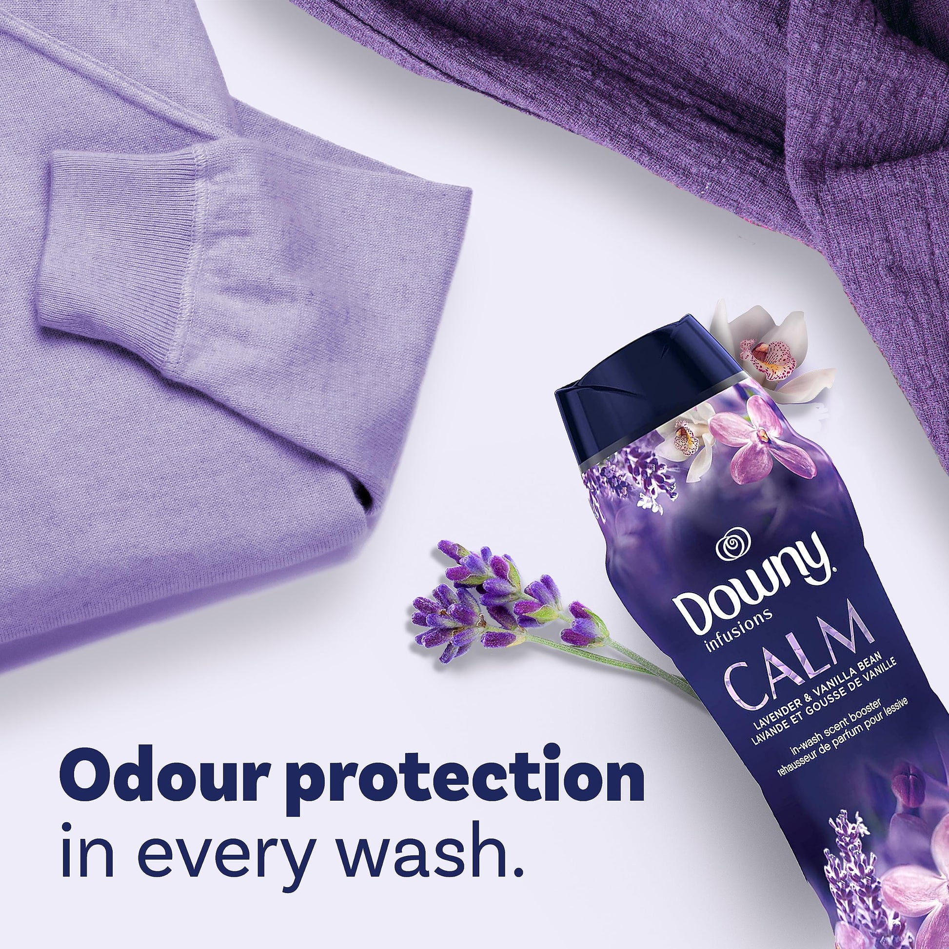 Downy Infusions In-Wash Laundry Scent Booster Beads, CALM, Soothing Lavender and Vanilla Bean, 680 g