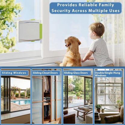 4 Pack Sliding Glass Door Locks for Child Safety, Baby Proof Closets, Sliding Window Locks, with Strong 3M Adhesive Tape, No Screws or Drills, Easy Clean (Green) - Available at All In One Marketplace Canada