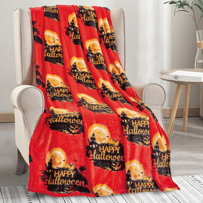 Couverture légère Elegant Comfort – Thème Halloween, douce, confortable et moelleuse – Plaid idéal pour se détendre en cette saison effrayante, 127 x 152 cm, Maison d'Halloween, Couverture jeté