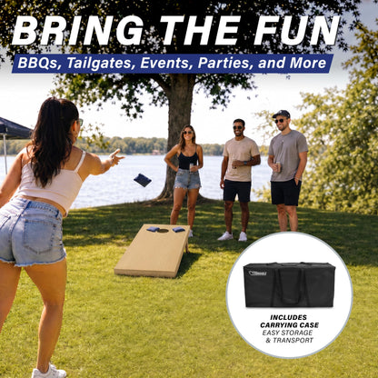 GoSports Solid Wood Premium Cornhole Set - Choose Between 4 ft x 2 ft or 3 ft x 2 ft Game Boards, Includes Set of 8 Corn Hole Toss Bags