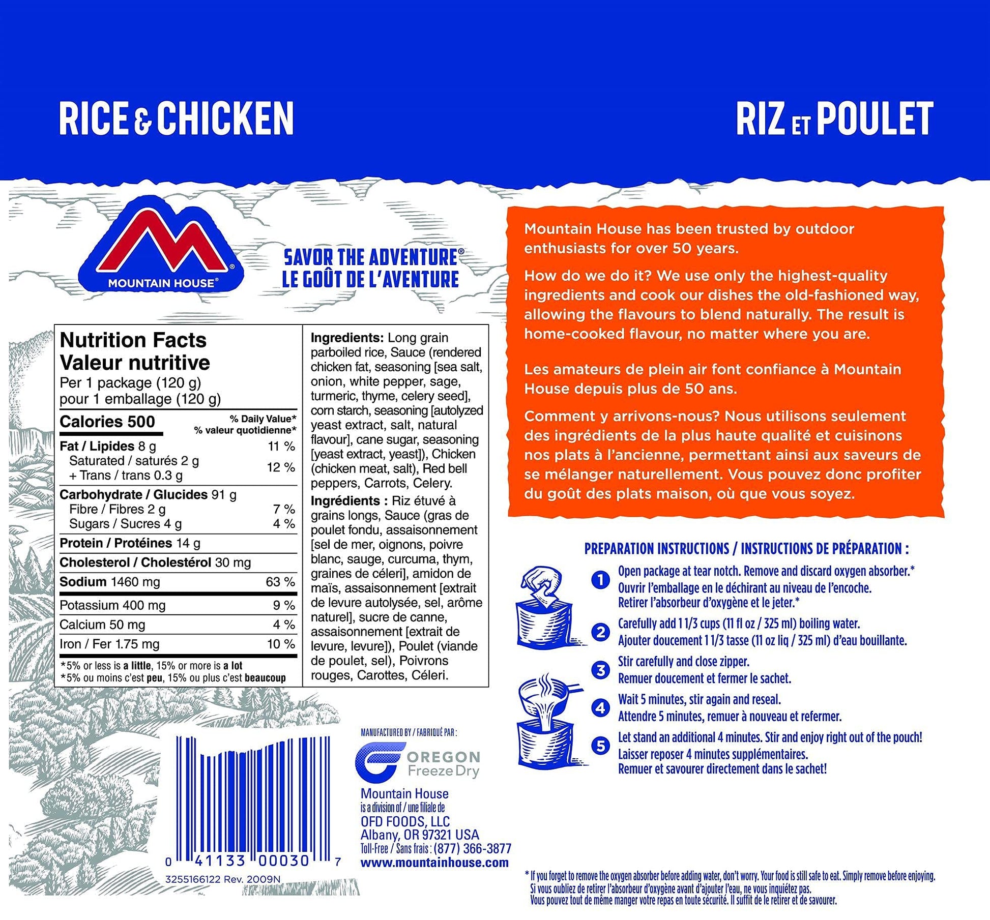 Mountain House Rice and Chicken, Freeze Dried Emergency Food (1 Pouch) Mountain House