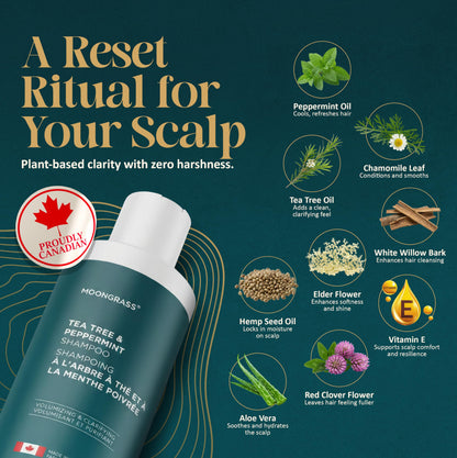 Moongrass Tea Tree Shampoo with Peppermint Oil, Plant-Based, Made in Canada 🍁 All In One Marketplace Canada