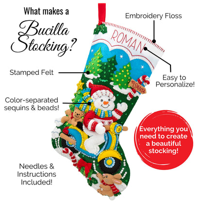 Bucilla 18-Inch Christmas Stocking Felt Applique Kit, 86108 Snow Fun 🍁 All In One Marketplace Canada