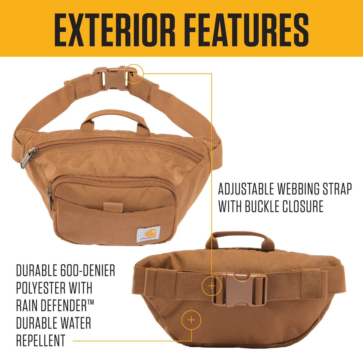 Carhartt Adjustable Waist Pack, Durable, Water Resistant Hip Pack, Essential Waist Pack (Black), One Size, Adjustable Waist Pack, Durable, Water Resistant Hip Pack