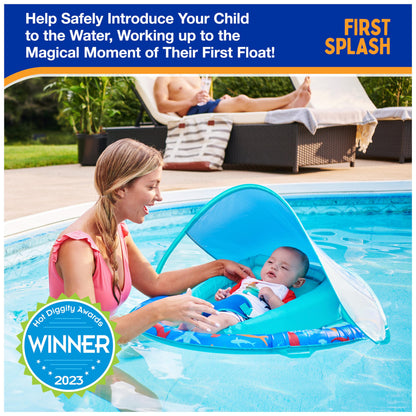 Swimways Infant Spring Float, Baby Pool Float with Canopy & UPF Protection, Swimming Pool Accessories for Kids 3-9 Months, Shark 🍁 All In One Marketplace Canada SwimWays