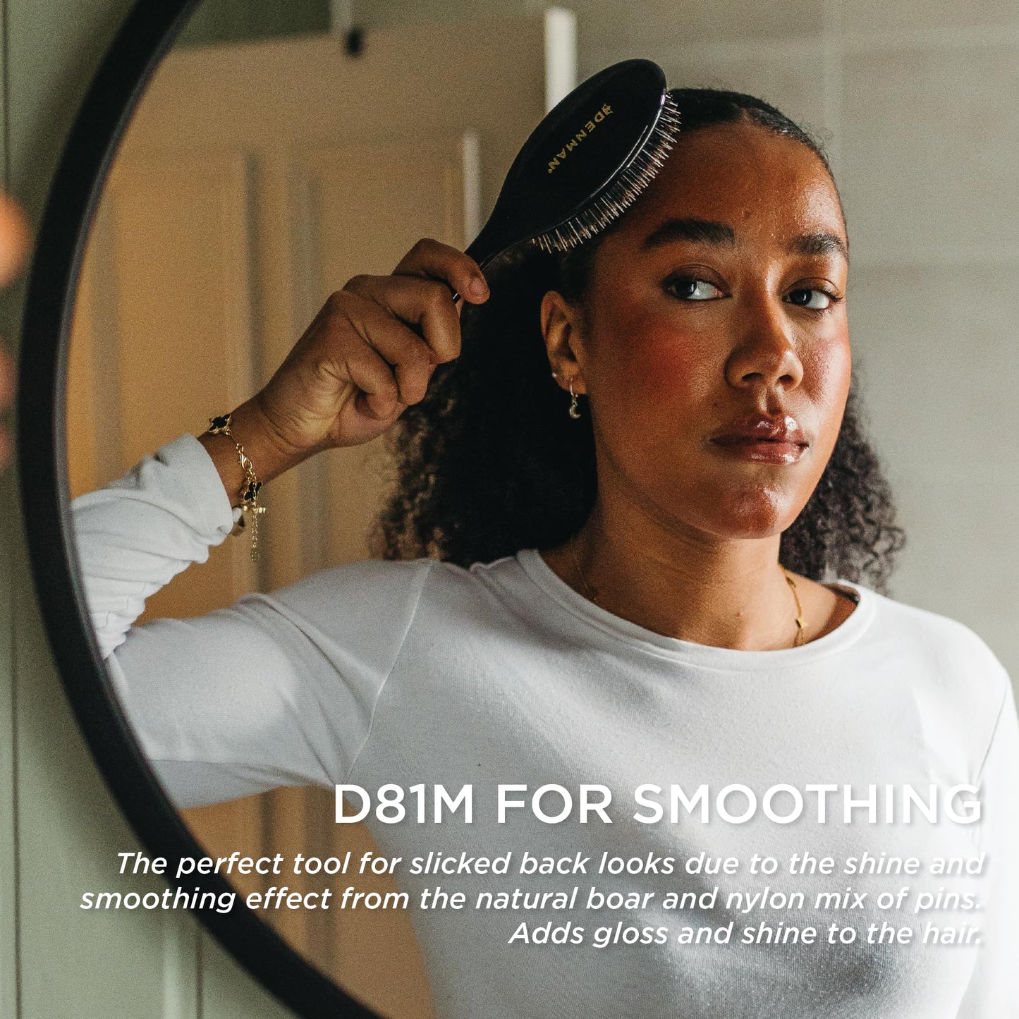 Denman Cushion Hair Brush (Medium) with Soft Nylon Quill Boar Bristles - Porcupine Style for Grooming, Detangling, Straightening, Blowdrying and Refreshing Hair – Black, P081M - Available at All In One Marketplace Canada