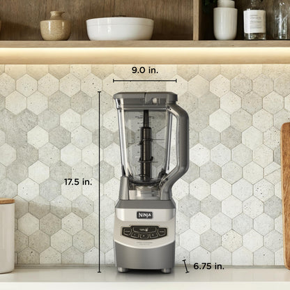 Ninja BL660C Professional Countertop Blender With 1100-Watt Base,72Oz Total Crushing Pitcher and(2)16 Oz Cups For Frozen Drinksand Smoothies,Silver/Gray,1100W,(Canadian Version)Silver/Grey,7.8 Pounds