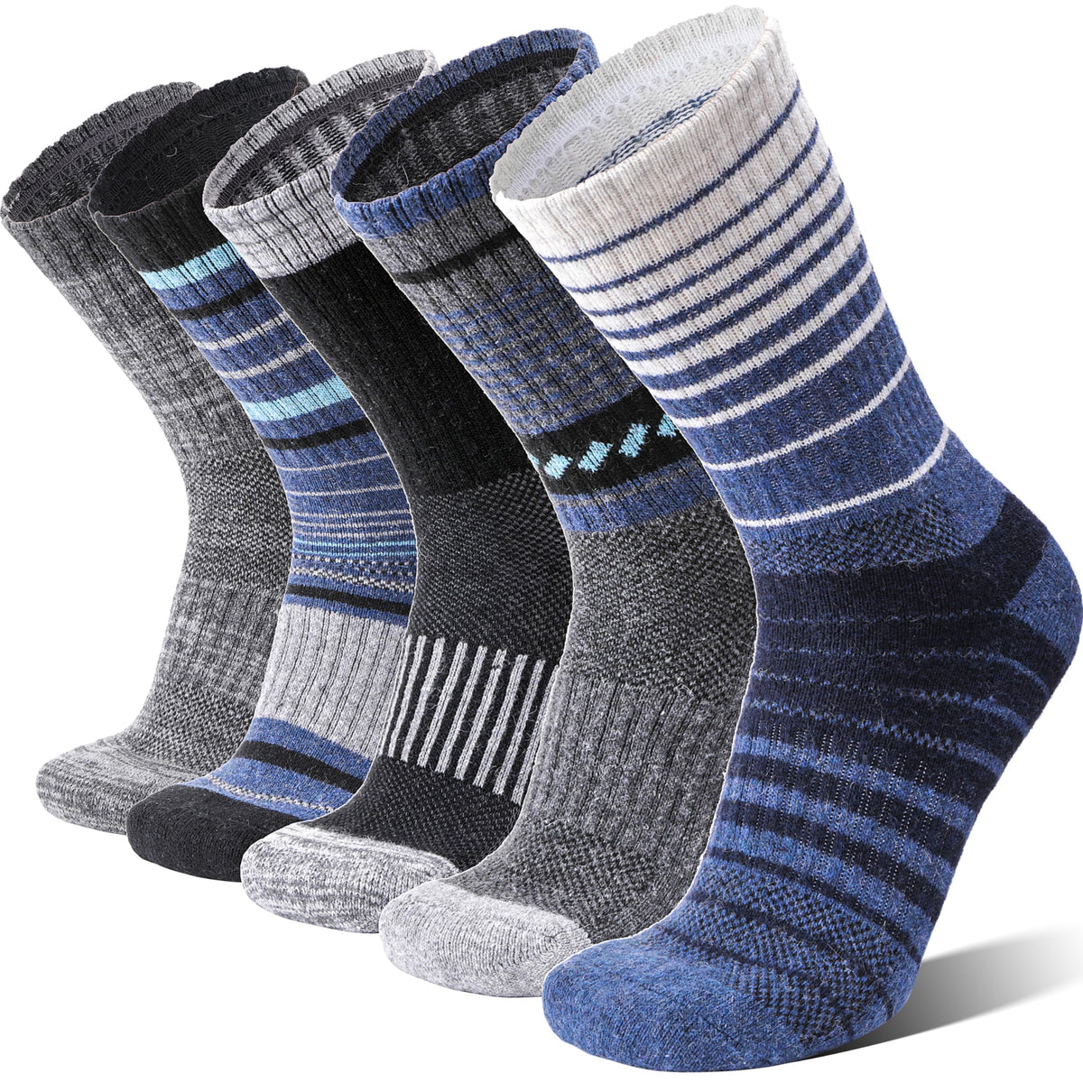 Merino Wool Socks for Women Men Thermal Winter Warm Hiking Crew Boot Work Thick Cozy Gift Socks Stocking Stuffers 5 Pairs(Purplish Blue Grey,M) 🍁 All In One Marketplace Canada