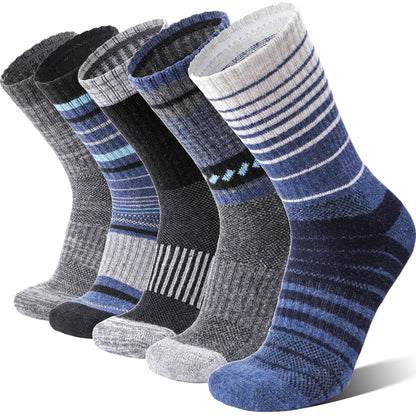 Merino Wool Socks for Women Men Thermal Winter Warm Hiking Crew Boot Work Thick Cozy Gift Socks Stocking Stuffers 5 Pairs(Purplish Blue Grey,M) 🍁 All In One Marketplace Canada