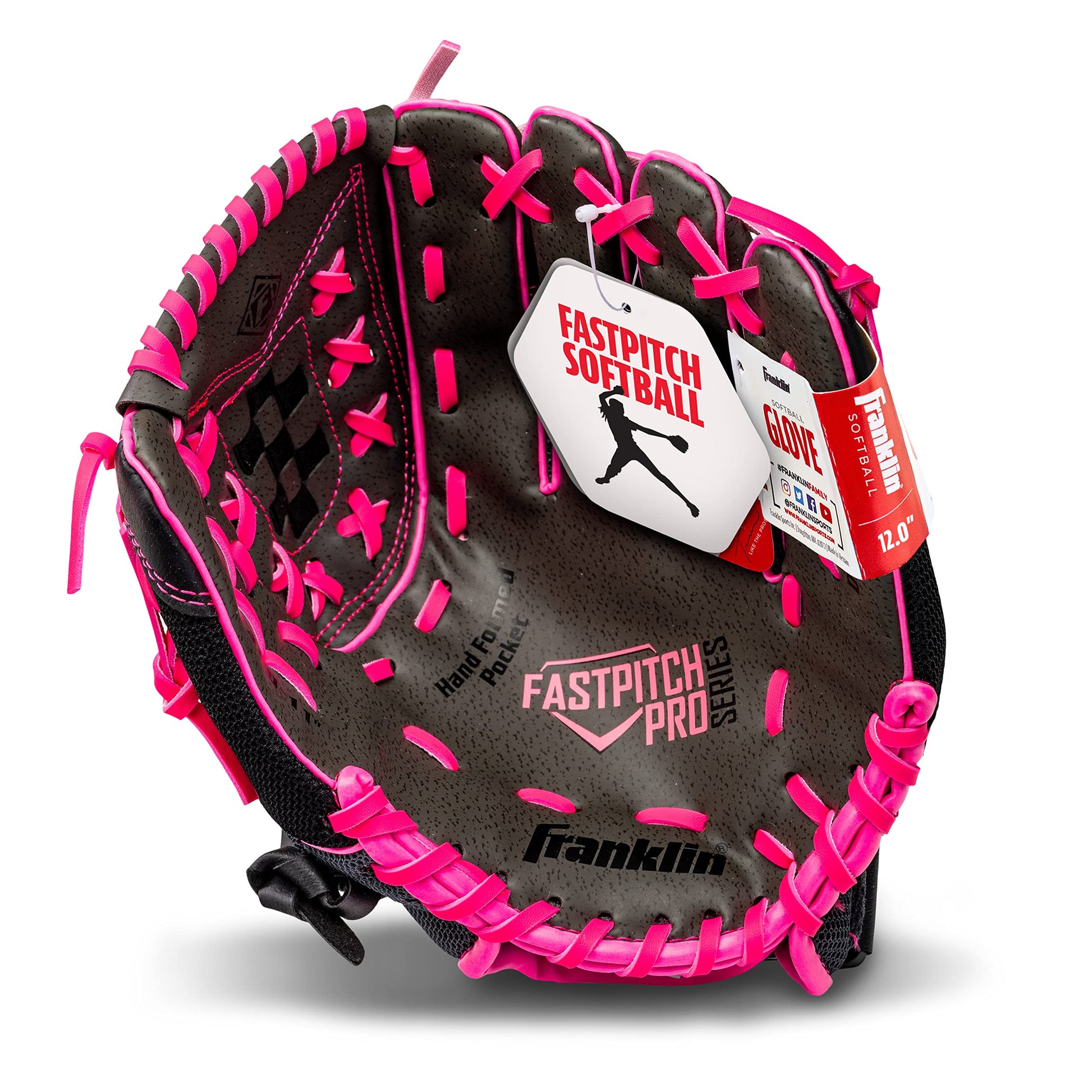 Franklin Sports Softball Glove - Left and Right Handed Softball Fielding Glove - Windmill Fastpitch Pro Series - Adult and Youth Fielding Glove - 12 Inch Right Hand Throw - Pink Franklin Sports
