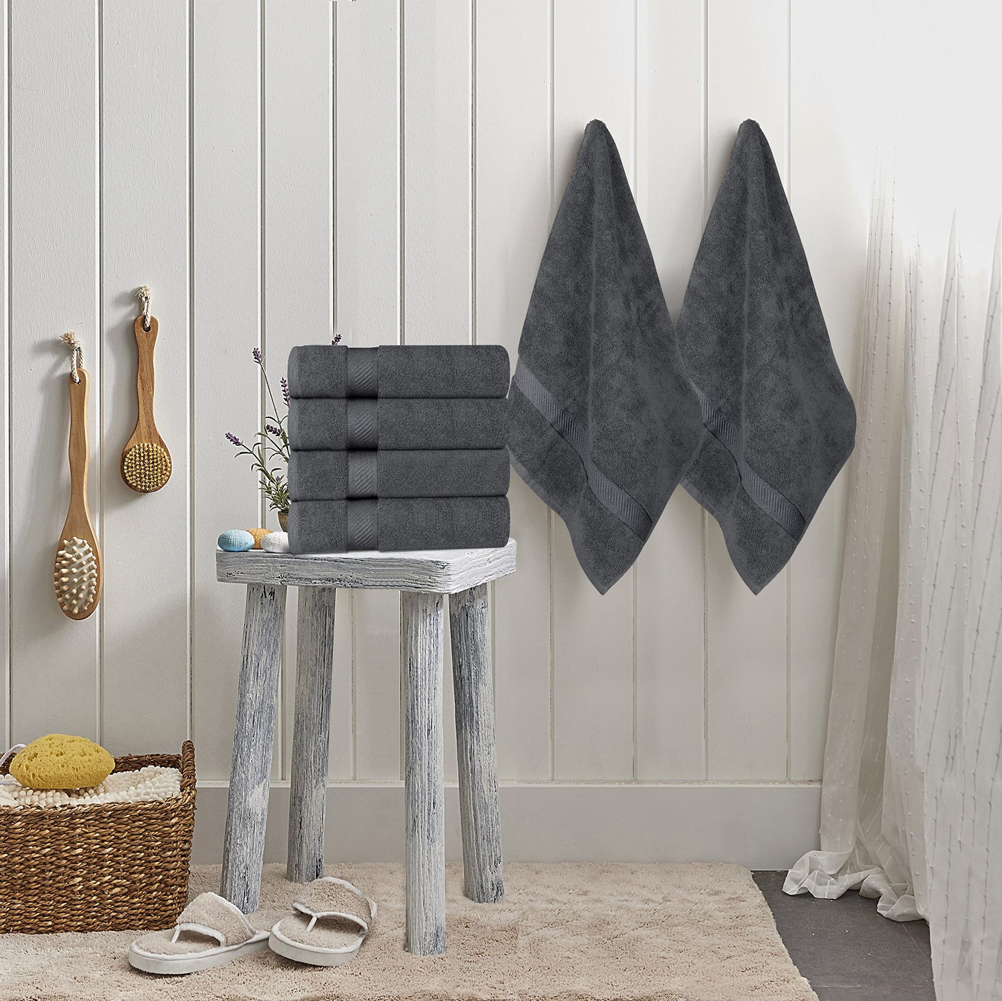 Utopia Towels 6 Medium Bath Towels, 24 by 48 Inches, 100% Cotton Towels for Pool, Spa, Gym, Quick Drying and Absorbent, Grey - Available at All In One Marketplace Canada