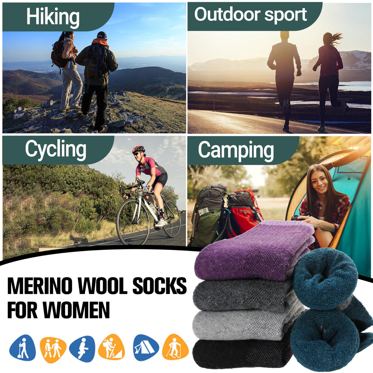 Anlisim Merino Wool Hiking Running Socks for Women, Boot Work Crew Socks 🍁 All In One Marketplace Canada