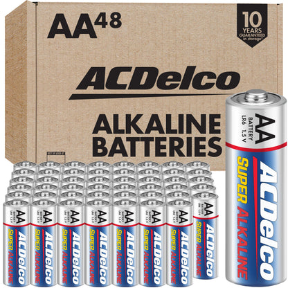 ACDelco 48-Count Double AA Batteries, Maximum Power Super Alkaline Battery for Home and Office, 10-Year Shelf Life, Reclosable Packaging - Available at All In One Marketplace Canada